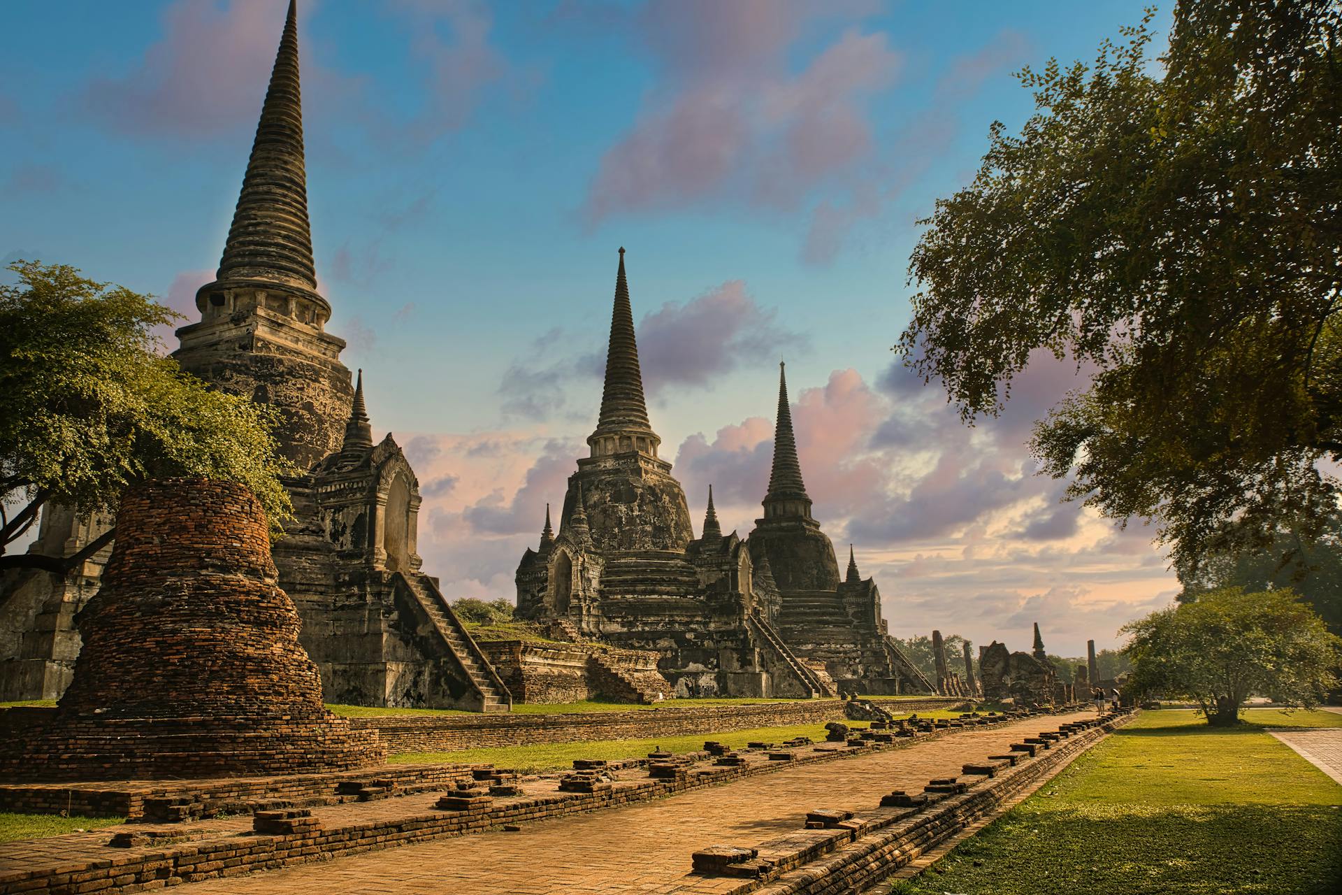 Ayutthaya Ancient Stupas at the Temple, Thailand